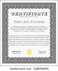 Grey Certificate of achievement. Complex background. Modern design. Customizable, Easy to edit and change colors. 