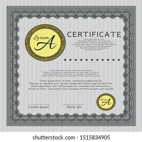 Grey Certificate of achievement. With complex background. Detailed. Good design. 
