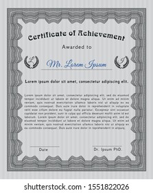 Grey Certificate of achievement. With complex background. Vector illustration. Modern design. 