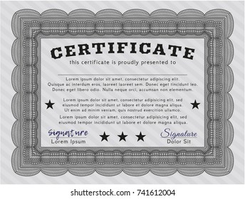 Grey Certificate of achievement. Complex background. Detailed. Good design. 