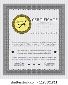 Grey Certificate of achievement. With complex linear background. Customizable, Easy to edit and change colors. Superior design. 