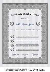 Grey Certificate of achievement. With complex linear background. Customizable, Easy to edit and change colors. Superior design. 