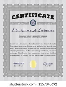 Grey Certificate of achievement. Cordial design. Printer friendly. Vector illustration. 