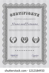 Grey Certificate of achievement. Cordial design. With linear background. Customizable, Easy to edit and change colors. 