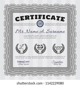 Grey Certificate of achievement. Customizable, Easy to edit and change colors. With background. Beauty design. 