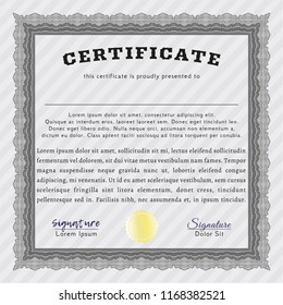 Grey Certificate of achievement. Customizable, Easy to edit and change colors. Complex background. Good design. 
