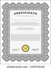 Grey Certificate of achievement. Customizable, Easy to edit and change colors. With quality background. Lovely design. 