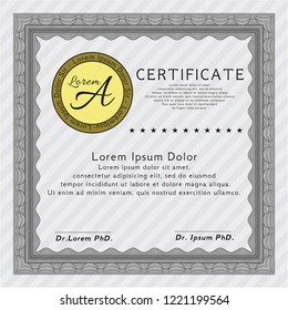 Grey Certificate of achievement. Customizable, Easy to edit and change colors. With guilloche pattern. Perfect design. 