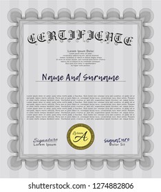 Grey Certificate of achievement. Customizable, Easy to edit and change colors. Easy to print. Money design. 