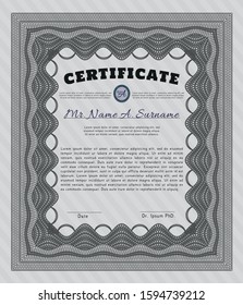 Grey Certificate of achievement. Customizable, Easy to edit and change colors. With linear background. Elegant design. 
