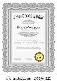 Grey Certificate of achievement. Detailed. Complex background. Nice design. 
