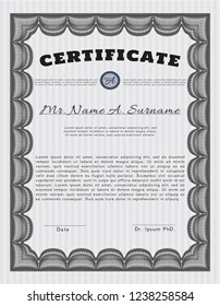 Grey Certificate of achievement. Detailed. Easy to print. Money style design. 