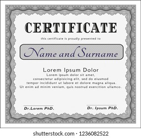 Grey Certificate of achievement. Easy to print. Customizable, Easy to edit and change colors. Superior design. 