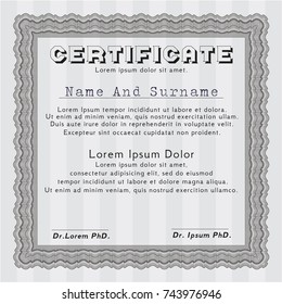 Grey Certificate of achievement. Easy to print. Money Pattern design. Detailed. 