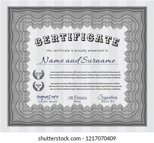 Grey Certificate of achievement. Elegant design. With complex background. Vector illustration. 