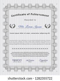Grey Certificate of achievement. Elegant design. With background. Vector illustration. 