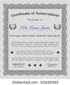 Grey Certificate of achievement. With guilloche pattern and background. Nice design. Vector illustration. 