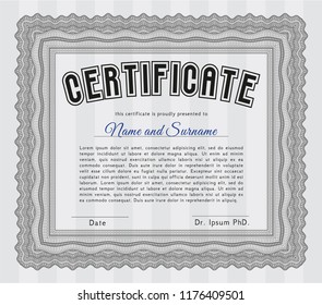 Grey Certificate of achievement. With guilloche pattern and background. Beauty design. Customizable, Easy to edit and change colors. 
