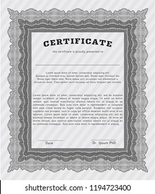 Grey Certificate of achievement. With guilloche pattern. Detailed. Modern design. 