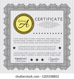 Grey Certificate of achievement. With guilloche pattern. Detailed. Money design. 