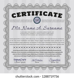 Grey Certificate of achievement. With guilloche pattern and background. Modern design. Detailed. 