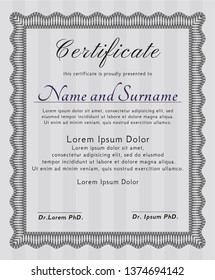 Grey Certificate of achievement. With guilloche pattern. Customizable, Easy to edit and change colors. Perfect design. 