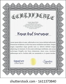 Grey Certificate of achievement. With guilloche pattern and background. Money Pattern. Vector illustration. 
