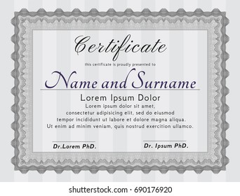 Grey Certificate of achievement. With guilloche pattern. Retro design. Vector illustration. 