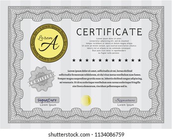 Grey Certificate of achievement. With linear background. Retro design. Customizable, Easy to edit and change colors. 