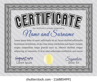 Grey Certificate of achievement. With linear background. Detailed. Retro design. 