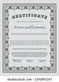 Grey Certificate of achievement. With linear background. Detailed. Good design. 
