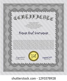 Grey Certificate of achievement. Modern design. With complex background. Customizable, Easy to edit and change colors. 