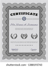 Grey Certificate of achievement. Money design. Detailed. With guilloche pattern. 