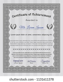 Grey Certificate of achievement. Money Pattern. Easy to print. Vector illustration. 
