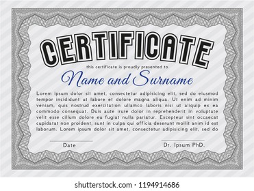 Grey Certificate of achievement. Money Pattern design. With guilloche pattern. Customizable, Easy to edit and change colors. 