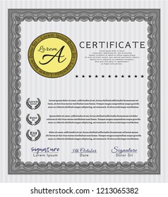 Grey Certificate of achievement. Money Pattern design. With background. Detailed. 
