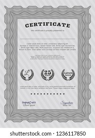 Grey Certificate of achievement. Money Pattern. With complex linear background. Customizable, Easy to edit and change colors. 