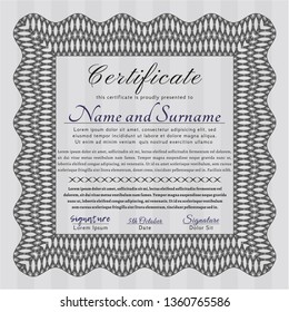 Grey Certificate of achievement. Money Pattern design. Complex background. Vector illustration. 