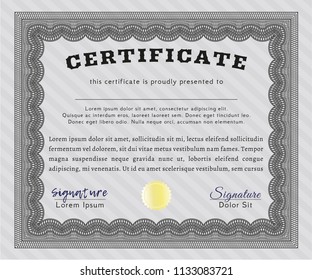 Grey Certificate of achievement. Money style design. Detailed. With quality background. 