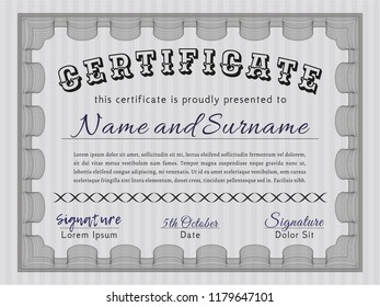 Grey Certificate of achievement. Nice design. With quality background. Vector illustration. 