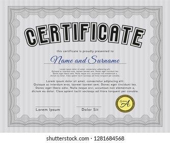 Grey Certificate of achievement. Perfect design. Vector illustration. With great quality guilloche pattern. 