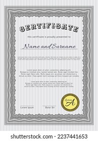 Grey Certificate of achievement.  Perfect design.  Easy to print.   