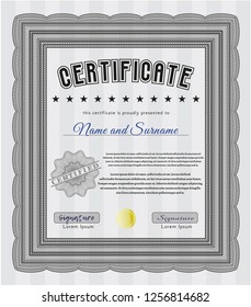 Grey Certificate of achievement. Printer friendly. Customizable, Easy to edit and change colors. Retro design. 