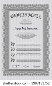 Grey Certificate of achievement. Printer friendly. Customizable, Easy to edit and change colors. Sophisticated design. 