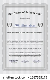 Grey Certificate of achievement. Printer friendly. Good design. Vector illustration. 
