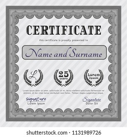 Grey Certificate of achievement. With quality background. Beauty design. Detailed. 