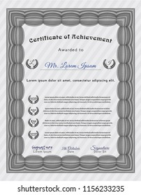 Grey Certificate of achievement. With quality background. Customizable, Easy to edit and change colors. Retro design. 