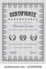 Grey Certificate of achievement. With quality background. Elegant design. Customizable, Easy to edit and change colors. 
