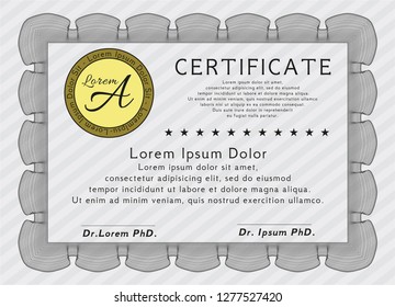 Grey Certificate of achievement. With quality background. Nice design. Detailed. 