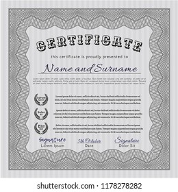 Grey Certificate of achievement. Retro design. Customizable, Easy to edit and change colors. With complex linear background. 